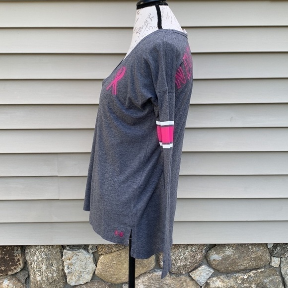 Under ARMOUR Heat Gear Breast Cancer Power in Pink Long-Sleeve Tee - Charcoal - Picture 8 of 16